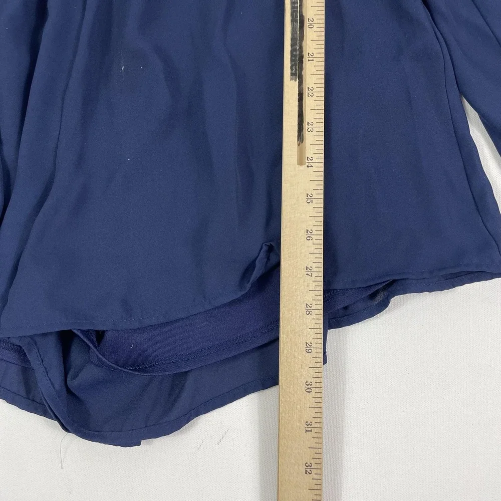 Altar'd State Romper Womens Medium Blue Chiffon Long Sleeve V-Neck Elastic Waist